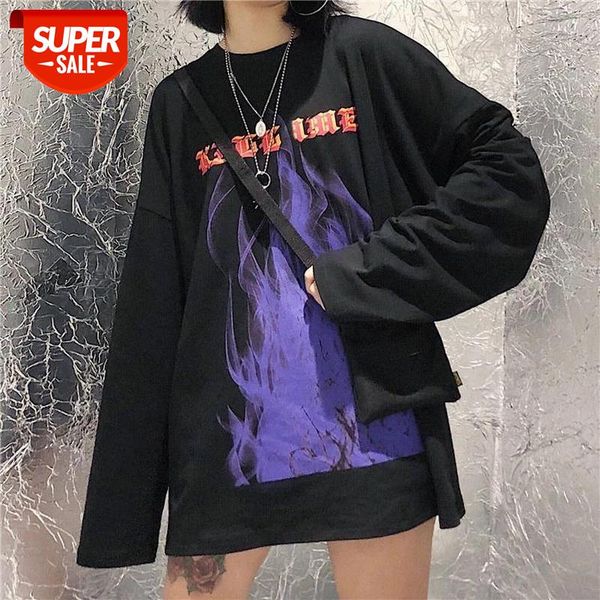 

japan harajuku letter print long sleeve t-shirts women autumn new cool vintage oversized hip hop shirt women japanese streetwear #ki5b, White