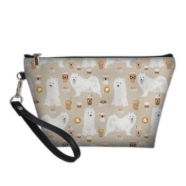 

cosmetic bags & cases make up bag for women samoyed printing ladies portable wash kit females travel organizer toiletry