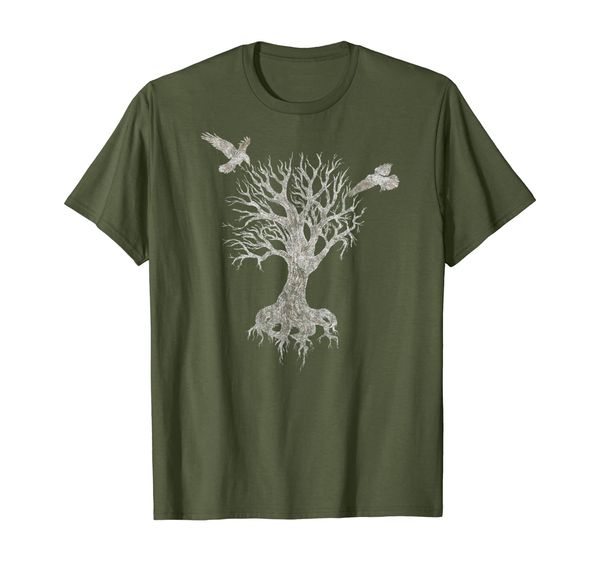 

tree of life yggdrasil odin's raven norse mythology viking t, White;black