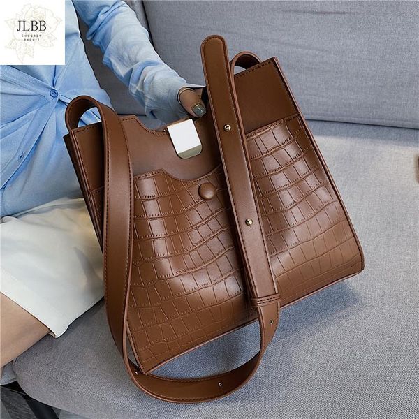 

fashion stone pattern buckets bag for women designer shoulder bags luxury pu leather crossbody bag large capacity tote purses