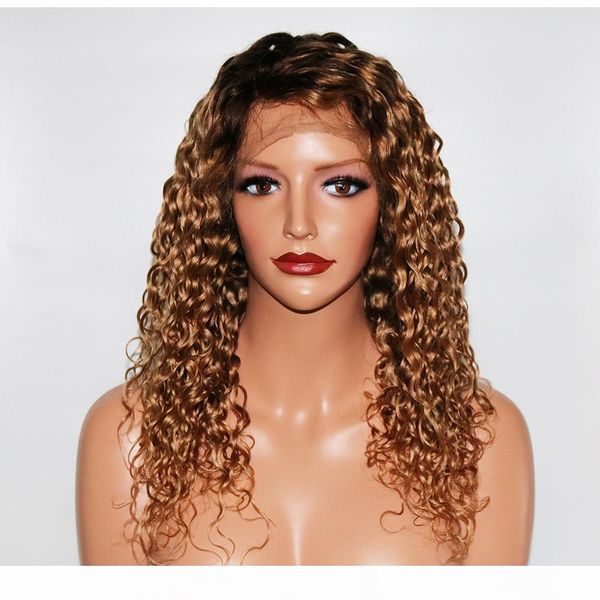 

1b27 ombre lace front human hair wigs with baby hair curly human hair glueless peruvian remy pre plucked hairline for women 360 lace, Black