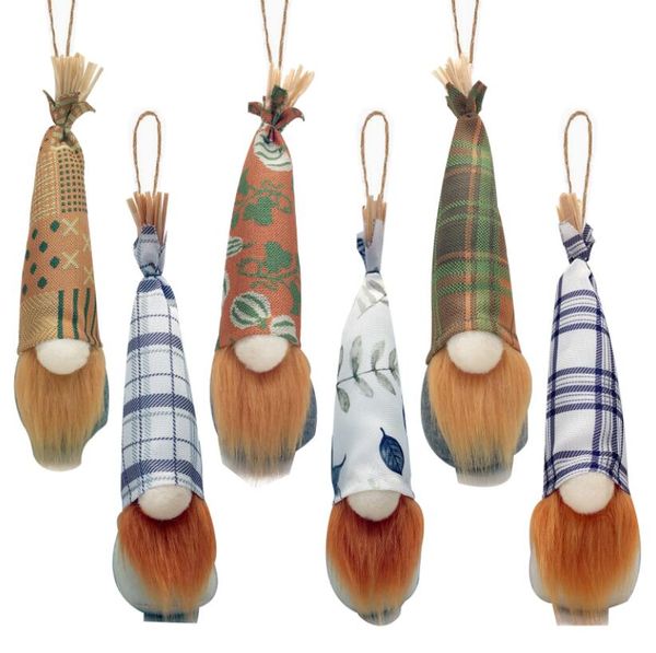 

3-piece set of harvest festival gnome plush faceless old man charms pendant dolls ornament for decor thanksgiving day rudolph elf doll decor, Bronze;silver