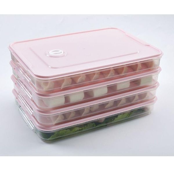 

storage bottles & jars single layer refrigerator food dumplings eggs airtight container plastic box boite de rangement transparent 5.23