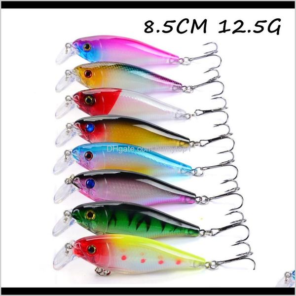

8pcs/lot crank hard baits & lures 8 colors mixed 8.5cm 12.5g 6# fishing hooks pesca fishing tackle accessories bl_83 nuhly vlzda