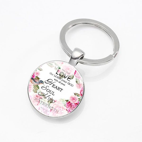 

keychains bible scripture psalm keychain round prayer jesus pendant glass keyring christian faith jewelry quote, Silver