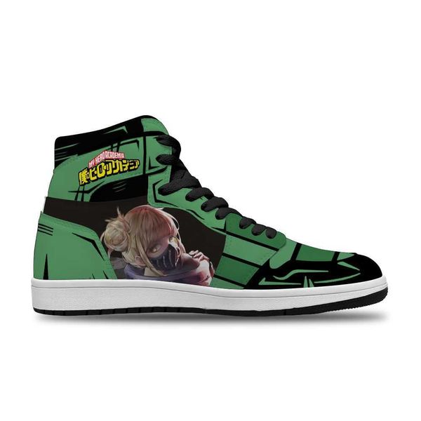 

japanese anime cartoon my hero academia diy printed sport non-slip casual shoe for men's trend sports shoes high basketball shoes non s
