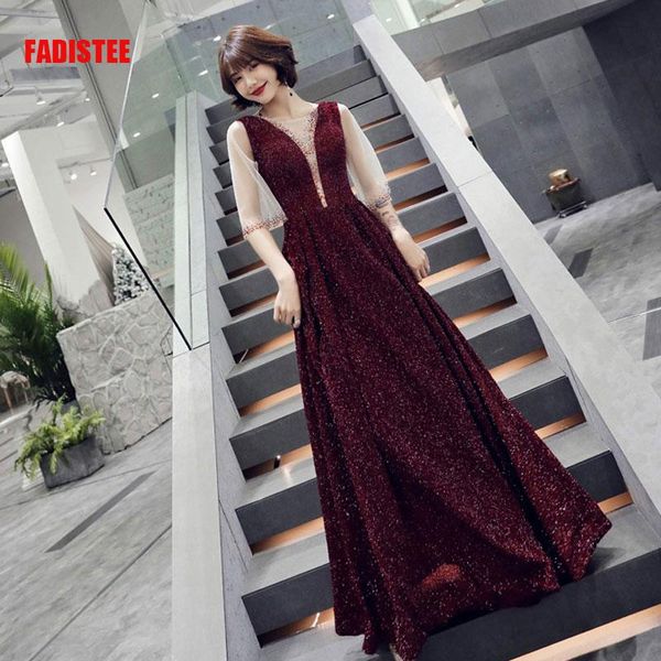 

evening dresses fadistee arrival elegant long dress prom party formal vestido novia boho burgundy gown, Black;red