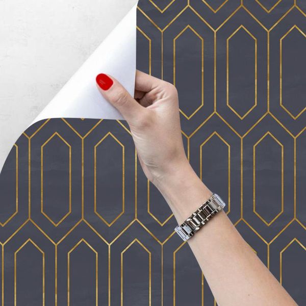 

wallpapers black and gold wallpaper geometric peel stick removable self adhesive contact paper for wall shelf drawer liner