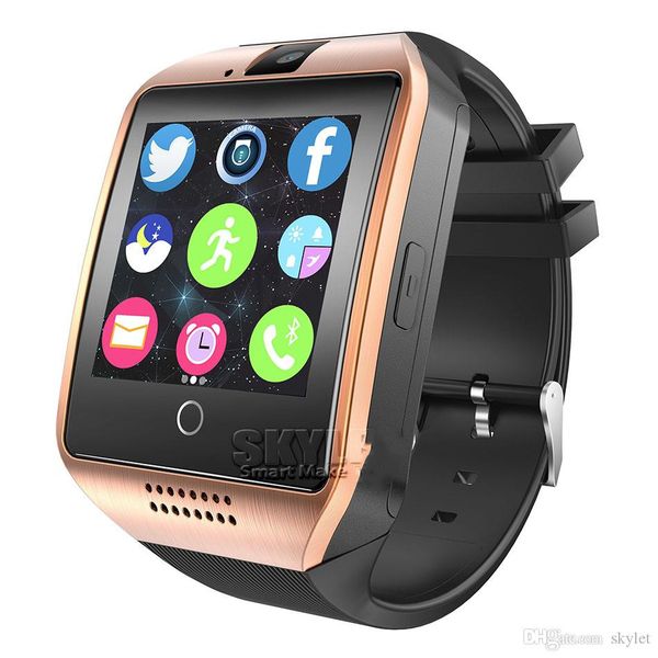 

factory new model q18 smart watch bluetooth wristband smart watches tf sim card nfc with camera chat software compatible android cellphones