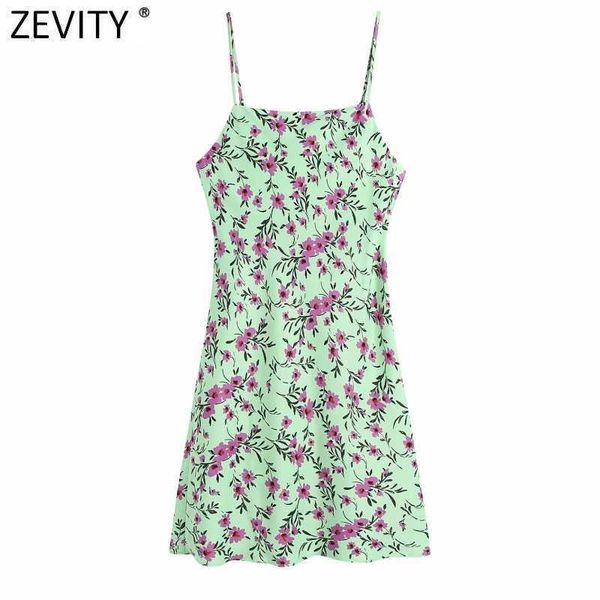 

zevity wome fashion leaves flower print sling mini dress female chic backless button up spaghetti strap slim vestidos ds8319 210603, Black;gray