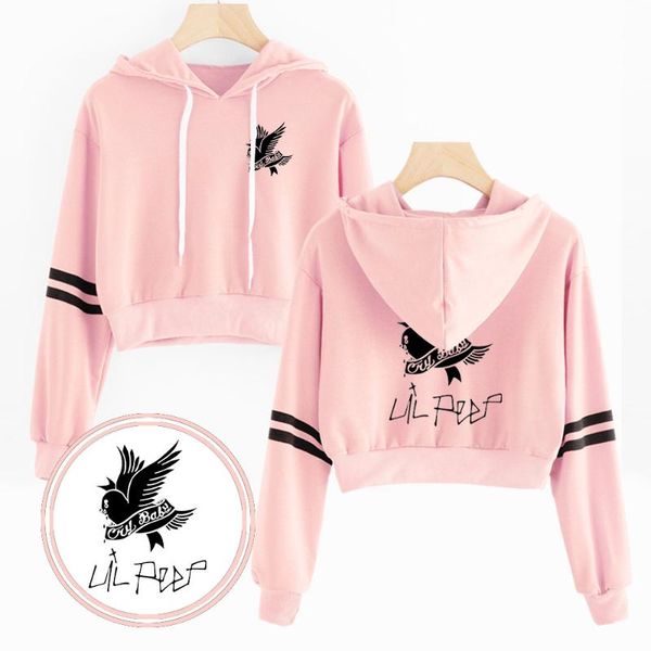 

women's hoodies & sweatshirts fashion classic lil peep navel crop creative long sleeve women print hoody ladies clothes, Black