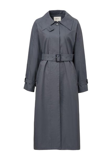 

women's trench coats lapel button long sleeve coat with belt, Tan;black