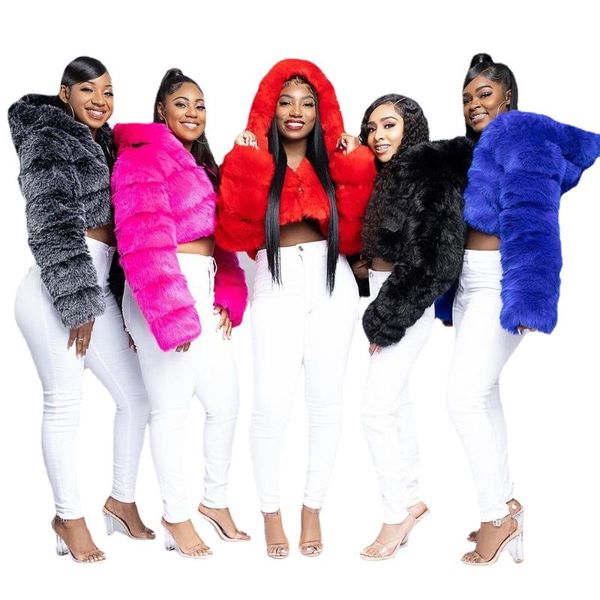 

women's jackets winter clothing full sleeve coat elegant thick hooded zipper outwear solid color crop jacket warm fashion clothes, Black;brown