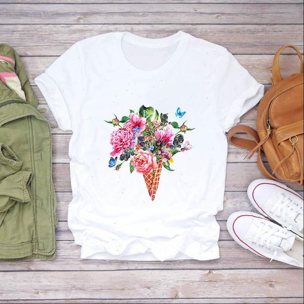 

plus size dream feather fashion print lady t shirts summer casual short sleeve tees women graphic female tee o neck t, White