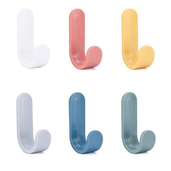 

4pcs towel hooks plastic door hangers self adhesive wall hangers hat racks key hanger home decor 6 x 3.2cm wwo66
