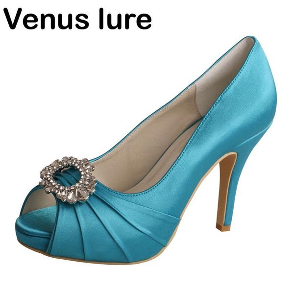 

aqua blue peep toe dress shoes for bridesmaid platform party pumps, Black