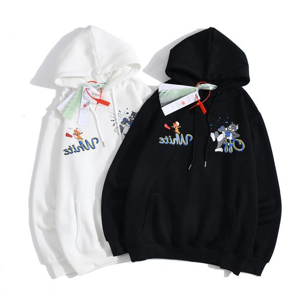 

new off now white hooded men's cartoon cat and mouse arrow hooded, Black