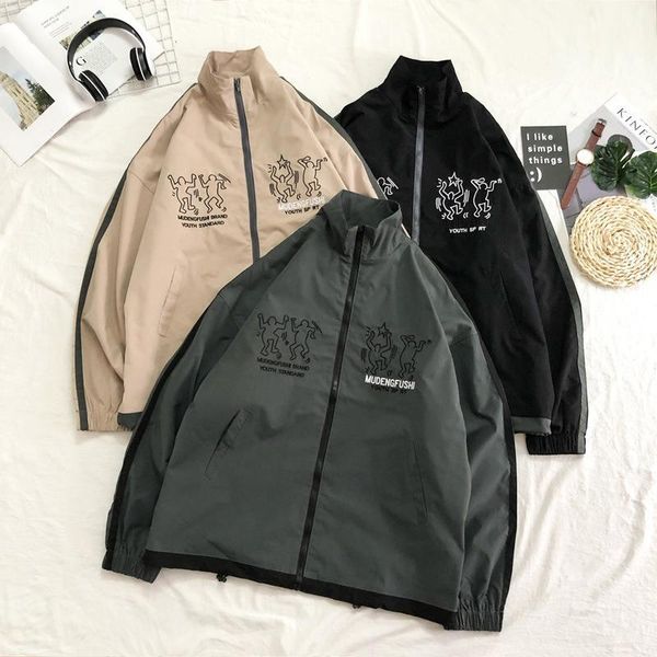

men's jackets couples wear spring and autumn 2021 jacket men fashion casual korean trends loose for clothes streetwear, Black;brown