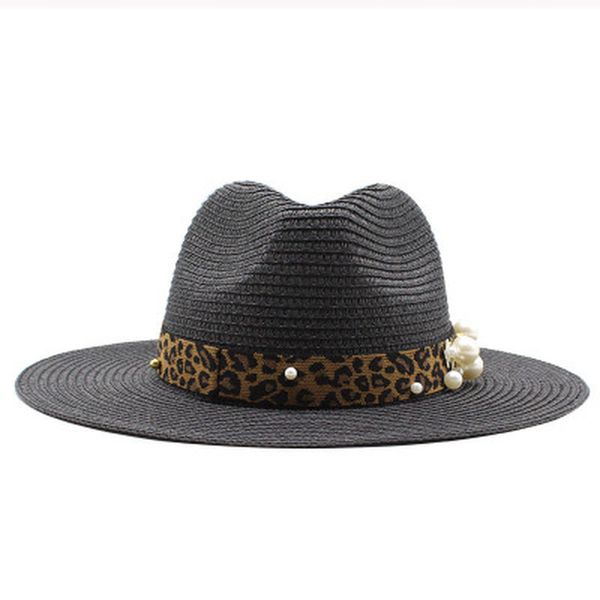 

2021 straw wide brim band belt pearl sun women western cowboy vintage luxury beach round men hats new sol2, Blue;gray