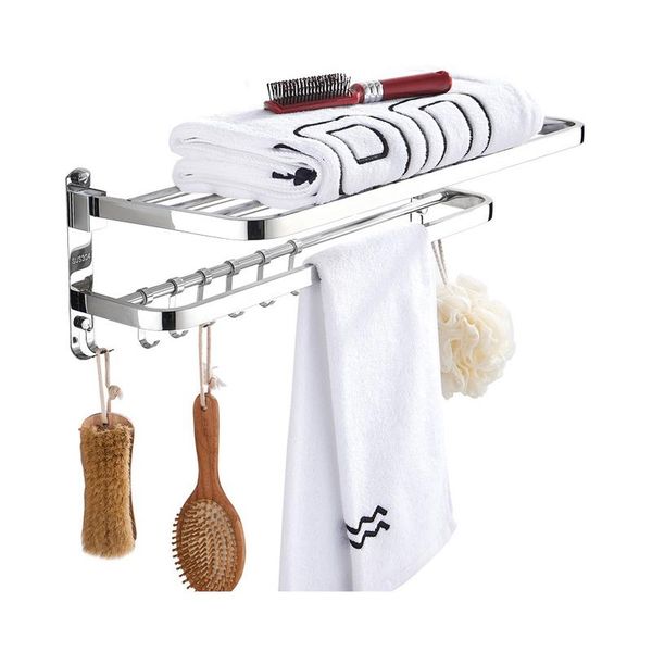 

towel racks bathroom 2 layer wall mounted punch-rack 04 stainless steel shelf with hooks bath rails bars