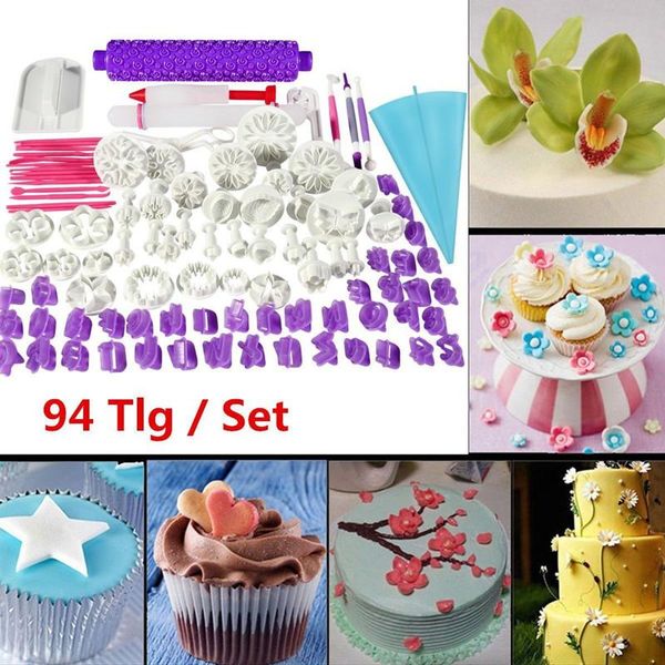 

baking & pastry tools 94pcs cake decorating fondant cutters dough roller rolling pin full set