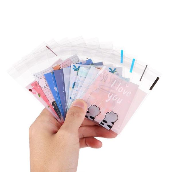 

gift wrap 7x7cm cartoon wedding favors packages party supplies self-adhesive candy bag cute bow design plastic cookie pocket