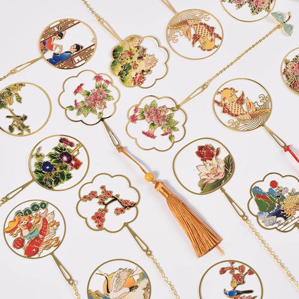 

souvenir chinese fan shaped fringe art metal bookmark business gift