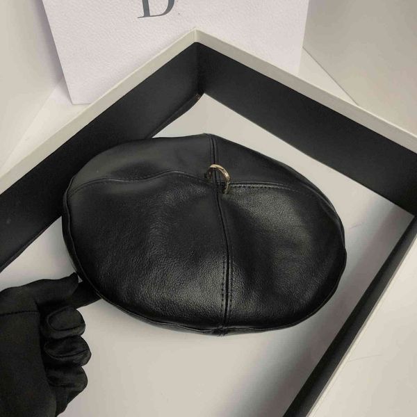 

pu leather beret female british leather black hat usa fashion versatile casual bud hat trend