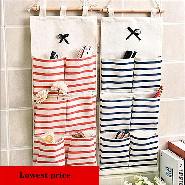 

storage boxes & bins 6/8 pocket bag,hanging bags organizer linen cotton fabric wall door closet home for bedroom bathroom
