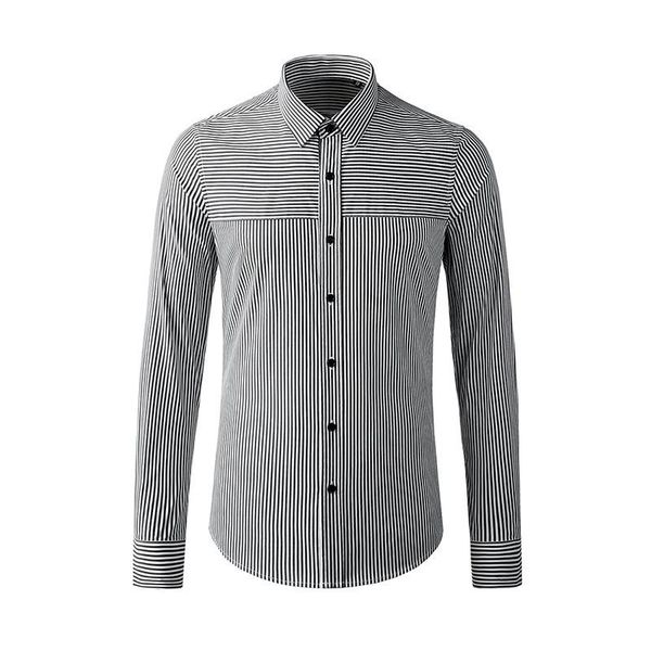 

men's casual shirts long sleeve male stripe mens dress fashion 100% cotton slim fit party man 3xl, White;black