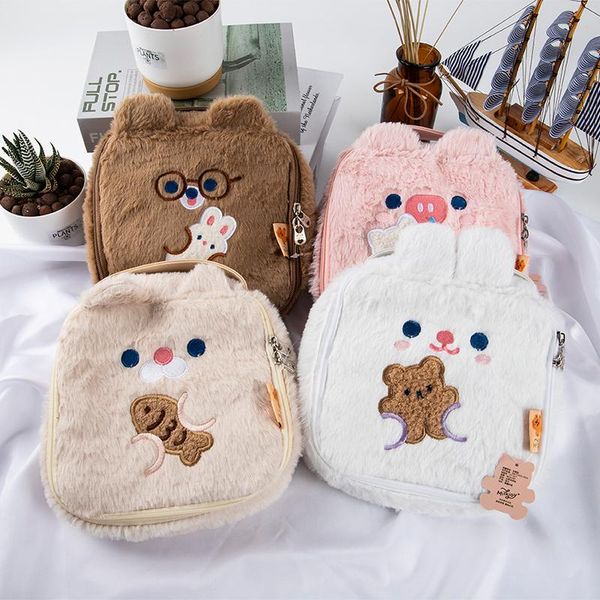 

cosmetic bags & cases flannel bear bag cute embroidery plush storage pencil case