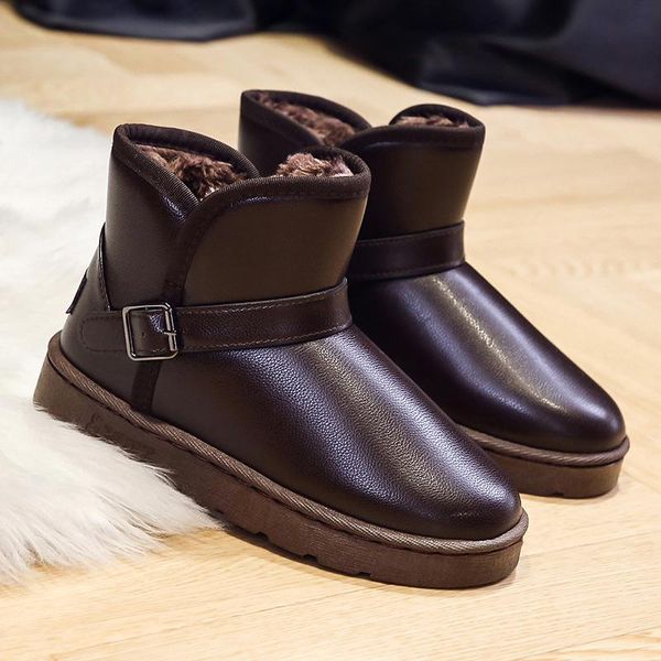 

boots snow women 2021 winter net red plus velvet thick warm cotton shoes female large size sole waterproof short, Black