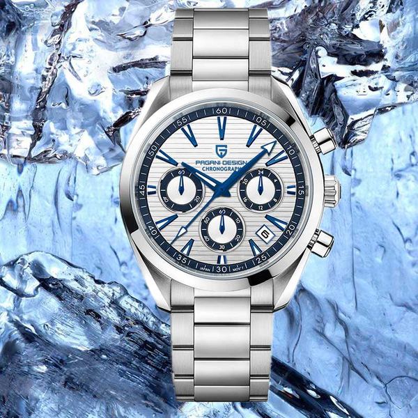 

wristwatches 2021 pagani design men's watches sports chronograph wristwatch luxury quartz watch for men 100m waterproof vk63 automatic, Slivery;brown