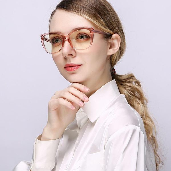 

fashion sunglasses frames transparent women cat eye eyeglasses frame men fake optical glasse computer blue light blocking glass, Black