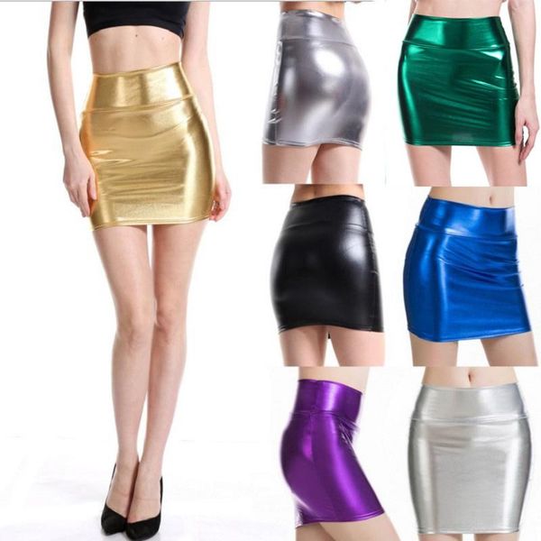 

skirts women pu faux leather micro mini skirt tight pencil wet look club dance wear fantasy erotic, Black