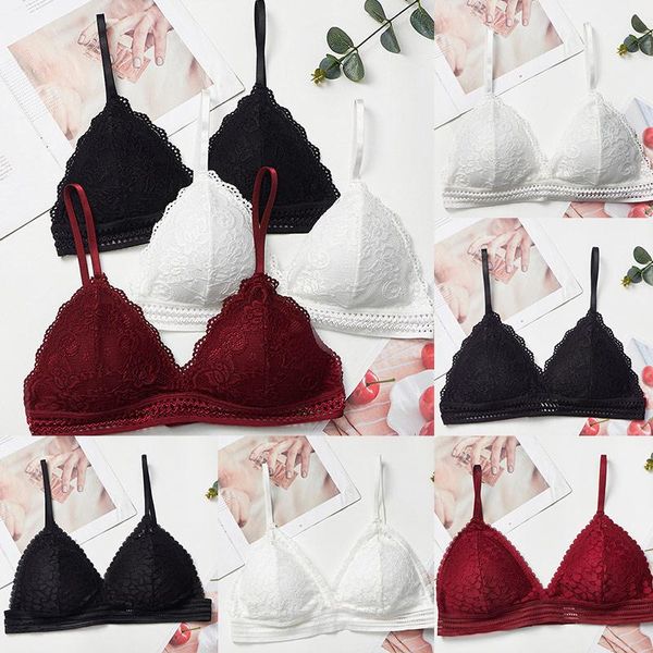 

bras fashion push-up triangle ladies underwear lace bra comfortable flowers, Red;black