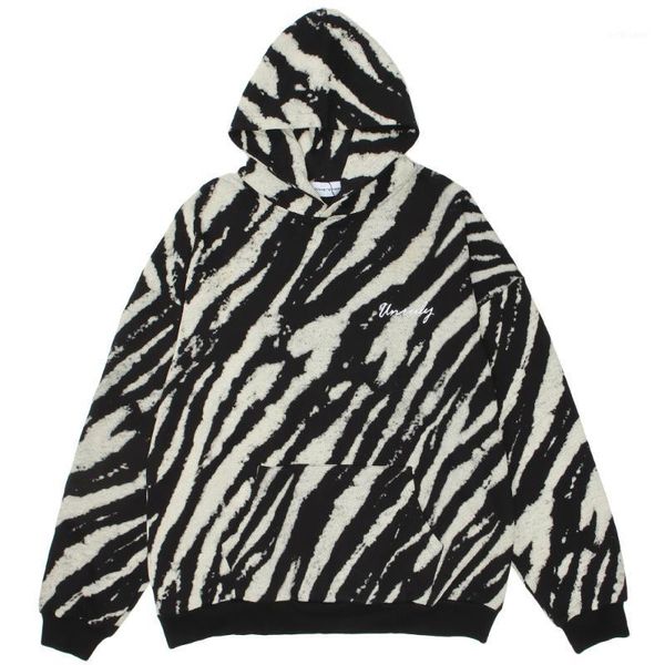 

men's hoodies & sweatshirts oversize hoodie washed sweatshirt men hip hop streetwear zebra striped pullover 2021 autumn harajuku cotton, Black