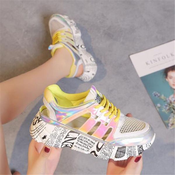 

sandals women's fashion leather mesh stitching thick-soled lightweight and comfortable all-match casual women, Black