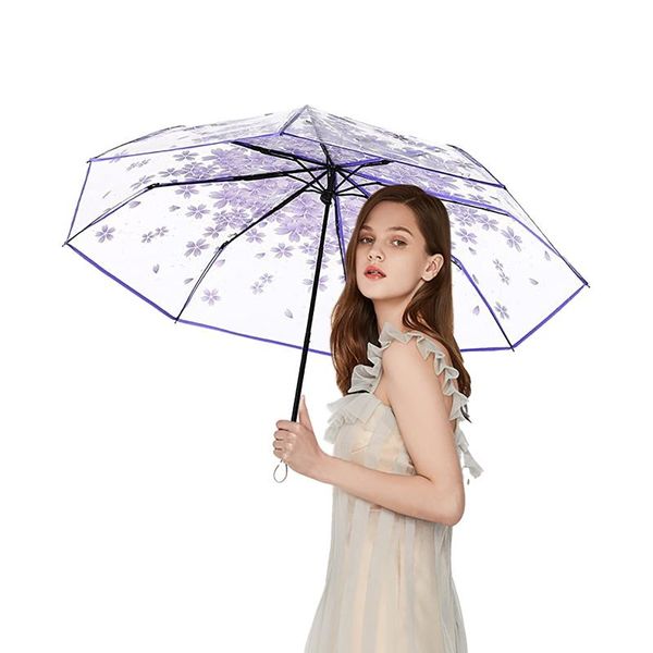 

umbrellas transparent umbrella plastic pocket cherry blossom with lanyard lightweight portable for home outdoor