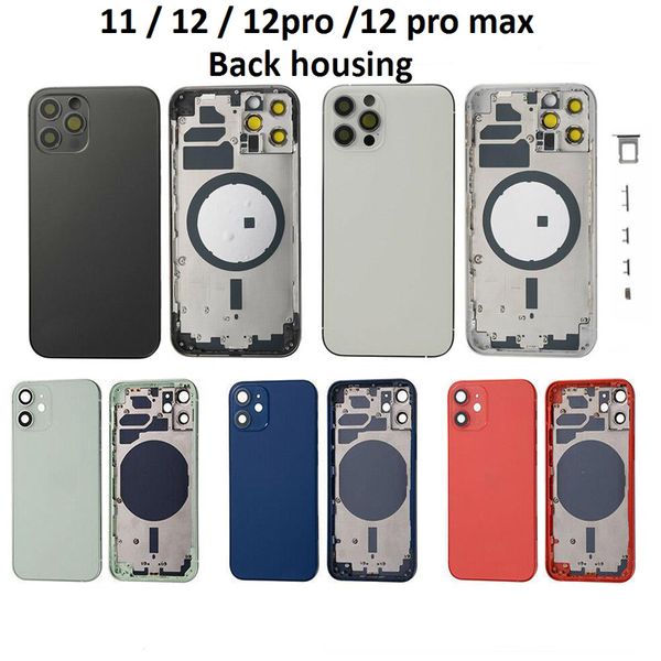 

housings for iphone 11 12 pro max 12pro 12promax back glass middle frame chassis full housing assembly battery cover door