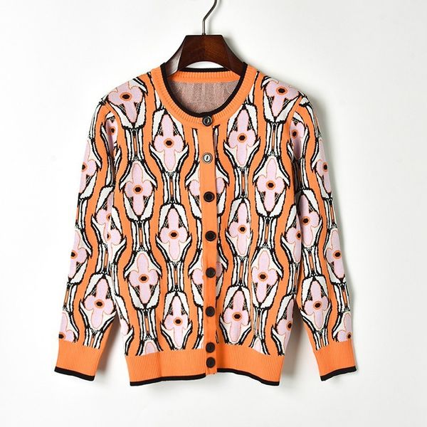 

spring autumn sweaters women orange jacquard jackets around the neck sleeve cardigan mesh lady ta81242 aml0, White;black