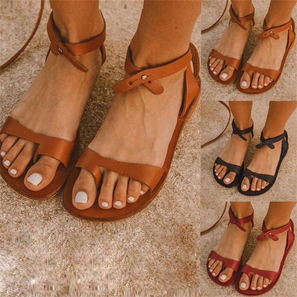 

sandals women flat cross tie ankle strap solid leapard elastic band 2021 fashion casual outdoor beach party shoes, Black