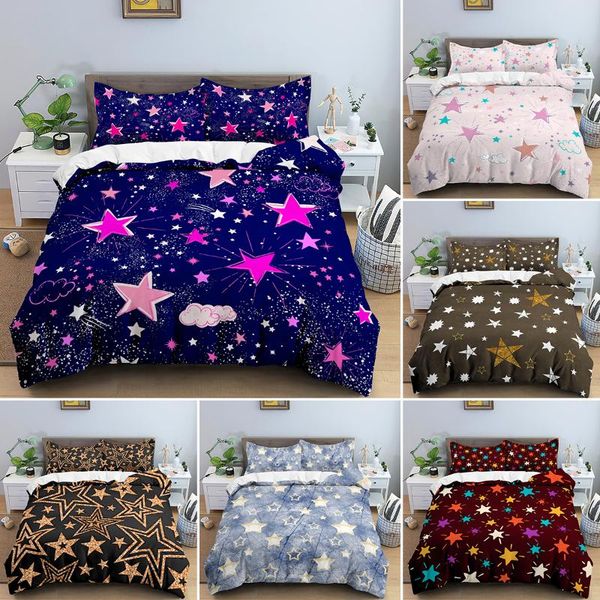 

bedding sets sparkling stars pattern duvet cover multi-size set soft quilt pillowcase double single 2/3 pcs bed