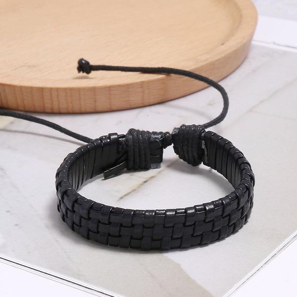 

eif dock simple design black weave leather bracelet for women men punk rope chain charms bangles gothic jewel jllabz