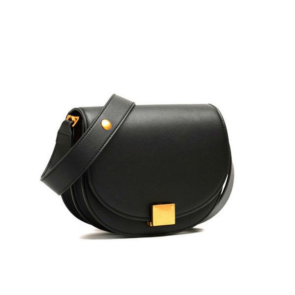 

design hand 2021 saddle leather trend lock bean curd one shoulder slant span women's bag, Red;black