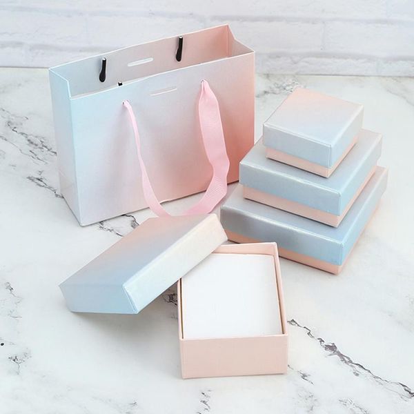 

jewelry pouches, bags small paper bag luxury cardboard boxes for earrings ring necklace packaging chic party wedding christmas favor gift bo, Pink;blue