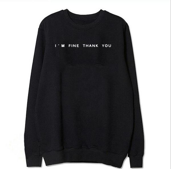 

i'm fine thank you hoodies sweatshirts europe 2021 women casual kawaii harajuku kpop sweat punk for girls clothing korean, Black