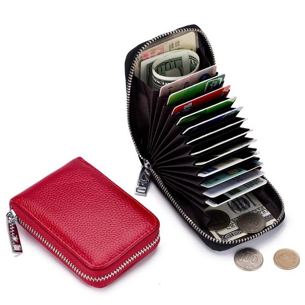 

card holders m-yancy men holder genuine leather business case women pocket organizer zipper small change purse wallet, Brown;gray