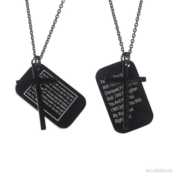 

pendant necklaces personalized custom cross tag necklace suitable for son emotional inspirational quotes jy12 21 dropship, Silver