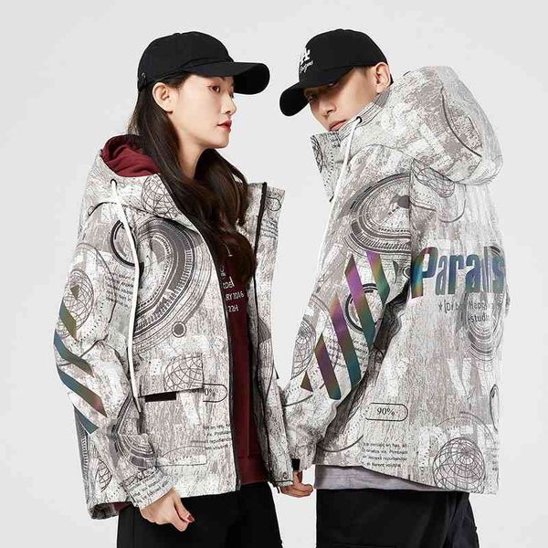 

coat spring new hooded loose couple trend 2021 youth jacket fashion brand casual men's wear, Black